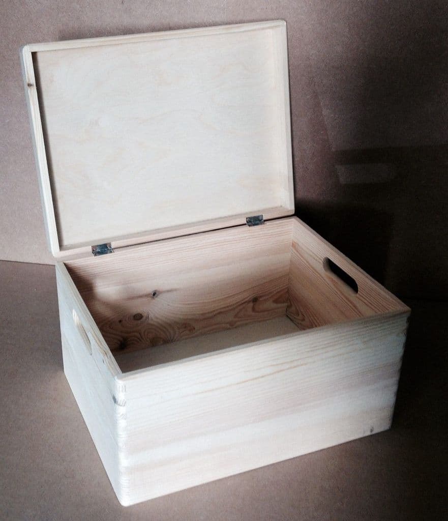 Natural wood storage crate with lid 40x30x23cm DD170 trunk store display V